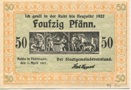 Ruhla - Stadt - 1.4.1921 - 1.1.1922 - 50 Pfennig 