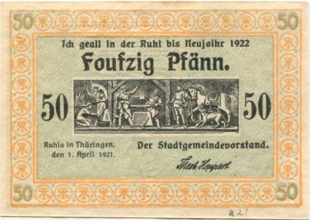 Ruhla - Stadt - 1.4.1921 - 1.1.1922 - 50 Pfennig 