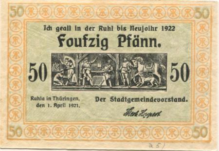 Ruhla - Stadt - 1.4.1921 - 1.1.1922 - 50 Pfennig 