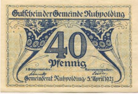 Ruhpolding - Gemeinde - 5.4.1921 - 1.1.1922 - 40 Pfennig 