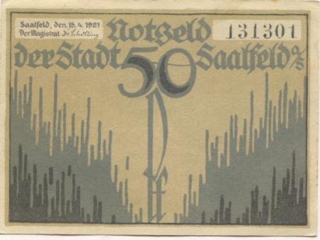 Saalfeld - Stadt - 15.4.1921 - 50 Pfennig 