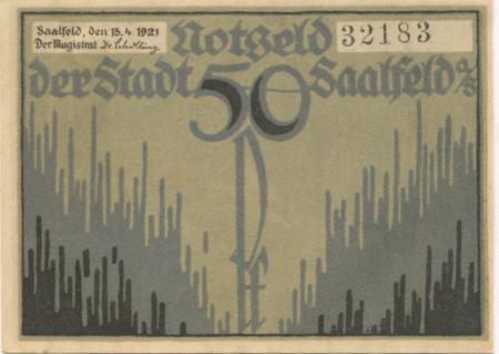 Saalfeld - Stadt - 15.4.1921 - 50 Pfennig 
