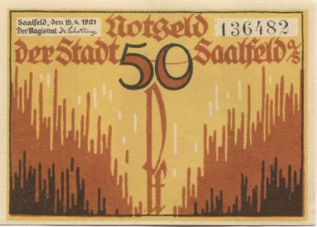 Saalfeld - Stadt - 15.4.1921 - 50 Pfennig 