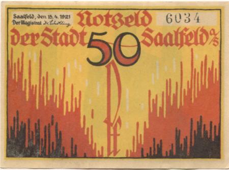 Saalfeld - Stadt - 15.4.1921 - 50 Pfennig 