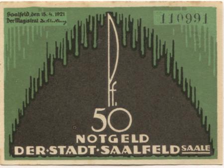 Saalfeld - Stadt - 15.4.1921 - 50 Pfennig 