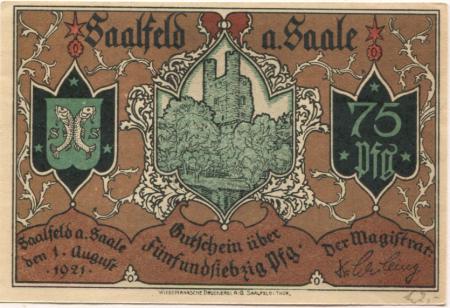 Saalfeld - Stadt - 1.8.1921 - 50 Pfennig 