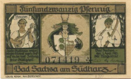 Sachsa (Bad) - Stadt - 1.4.1921 - 25 Pfennig 