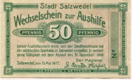 Salzwedel - Stadt - 15.5.1917 - 31.12.1918 - 50 Pfennig 