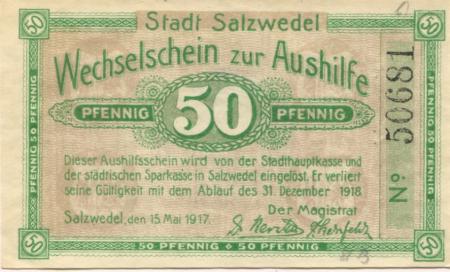 Salzwedel - Stadt - 15.5.1917 - 31.12.1918 - 50 Pfennig 