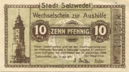 Salzwedel - Stadt - 15.5.1917 - 31.12.1920 - 10 Pfennig 