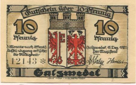 Salzwedel - Stadt - 15.12.1921 - 10 Pfennig 