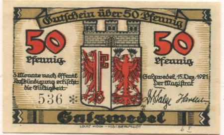 Salzwedel - Stadt - 15.12.1921 - 50 Pfennig 