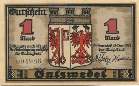 Salzwedel - Stadt - 15.12.1921 - 1 Mark 