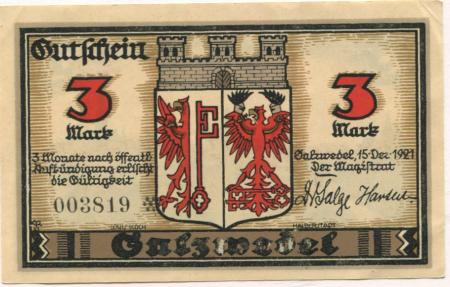 Salzwedel - Stadt - 15.12.1921 - 3 Mark 