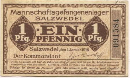 Salzwedel - Mannschafts-Gefangenenlager - 1.11.1916 - 1 Pfennig 