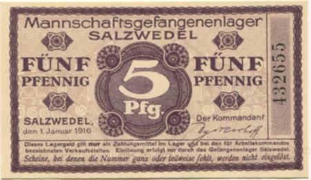 Salzwedel - Mannschafts-Gefangenenlager - 1.11.1916 - 5 Pfennig 