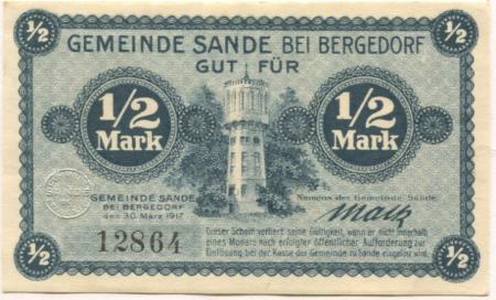 Sande (heute: Hamburg) - Gemeinde - 30.3.1917 - 1/2 Mark 