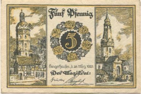 Sangerhausen - Stadt - 26.3.1921 - 5 Pfennig 