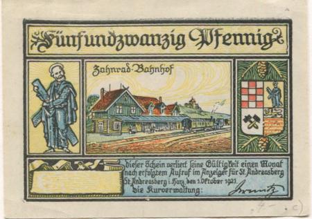 Sankt Andreasberg (heute: Braunlage) - Kurverwaltung - 1.10.1921 - 25 Pfennig 