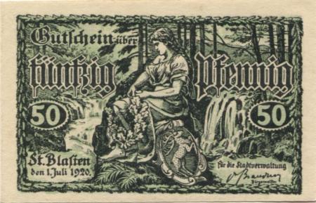 Sankt Blasien - Stadt - 1.7.1920 - 50 Pfennig 