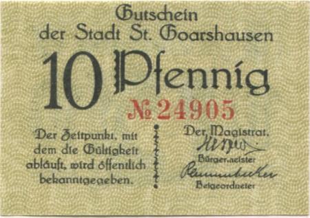Sankt Goarshausen - Stadt - -- - 10 Pfennig 