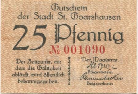 Sankt Goarshausen - Stadt - -- - 25 Pfennig 