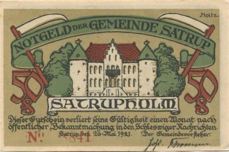 Satrup  (heute: Mittelangeln) - Gemeinde - 16.5.1921 - 50 Pfennig 