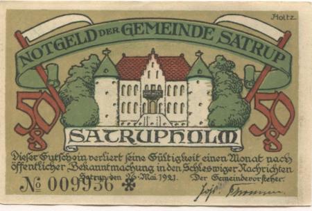 Satrup  (heute: Mittelangeln) - Gemeinde - 16.5.1921 - 50 Pfennig 
