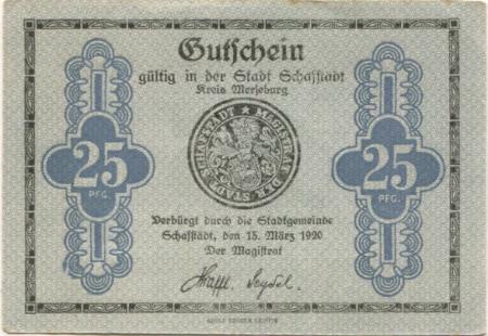 Schafstädt (heute: Lauchstädt (Bad)) - Stadt - 15.3.1920 - 25 Pfennig 