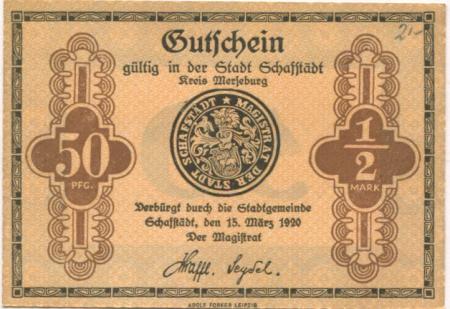Schafstädt (heute: Lauchstädt (Bad)) - Stadt - 15.3.1920 - 50 Pfennig 
