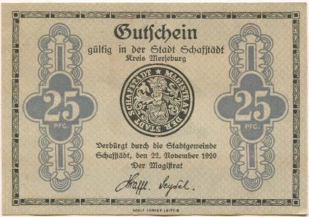 Schafstädt (heute: Lauchstädt (Bad)) - Stadt - 22.11.1920 - 25 Pfennig 