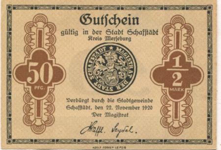 Schafstädt (heute: Lauchstädt (Bad)) - Stadt - 22.11.1920 - 50 Pfennig 