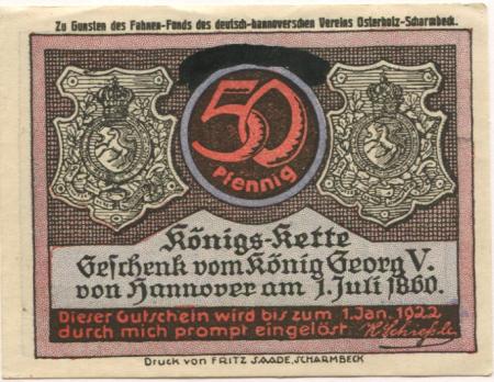 Scharmbeck (heute: Osterholz-Scharmbeck) - Schützenhof - - 1.1.1922 - 50 Pfennig 