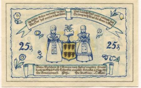 Scheeßel - Gemeinde - 1.1.1921 - 25 Pfennig 