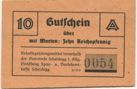 Scheidegg - Gemeinde - -- - 10 Pfennig 