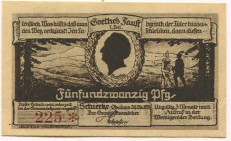 Schierke (heute: Wernigerode) - Gemeinde - 30.5.1921 - 25 Pfennig 