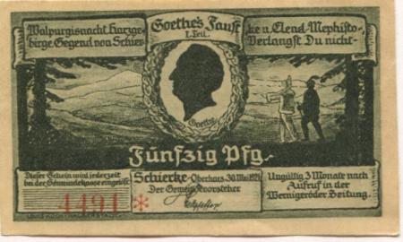 Schierke (heute: Wernigerode) - Gemeinde - 30.5.1921 - 50 Pfennig 