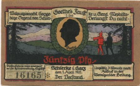 Schierke (heute: Wernigerode) - Kurverwaltung - 1.4.1921 - 50 Pfennig 