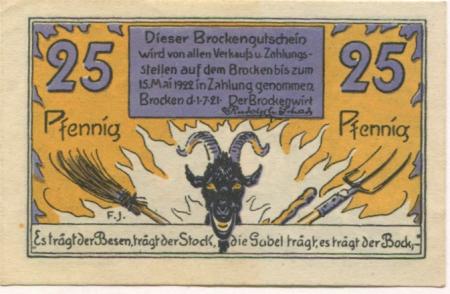 Schierke (heute: Wernigerode) - Schade, Rudolph, Brockenwirtschaft- 1.7.1921 - 15.5.1922 - 25 Pfennig 
