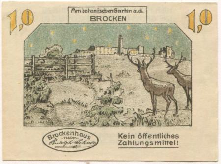 Schierke (heute: Wernigerode) - Schade, Rudolph, Brockenhaus - -- - 1 Mark 