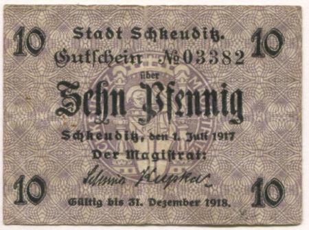 Schkeuditz - Stadt - 1.7.1917 - 31.12.1918 - 10 Pfennig 