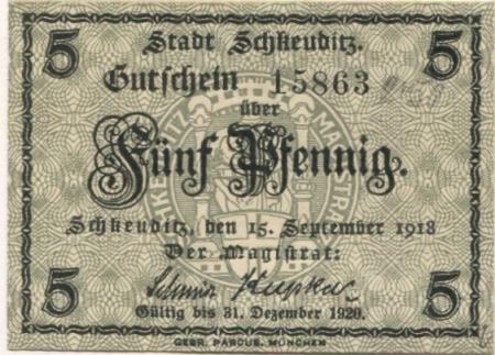 Schkeuditz - Stadt - 15.9.1918 - 31.12.1920 - 5 Pfennig 