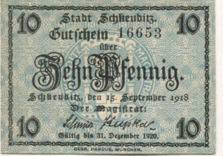 Schkeuditz - Stadt - 15.9.1918 - 31.12.1920 - 10 Pfennig 
