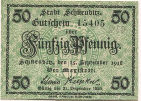 Schkeuditz - Stadt - 15.9.1918 - 31.12.1920 - 50 Pfennig 