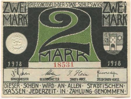 Schleswig - Stadt - 1918 - 2 Mark 