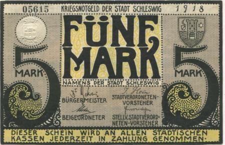 Schleswig - Stadt - 1918 - 5 Mark 
