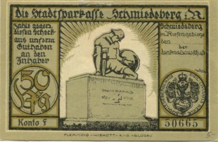 Schmiedeberg (heute: PL-Kowary) - Denkmalsausschuss - -- - 50 Pfennig 