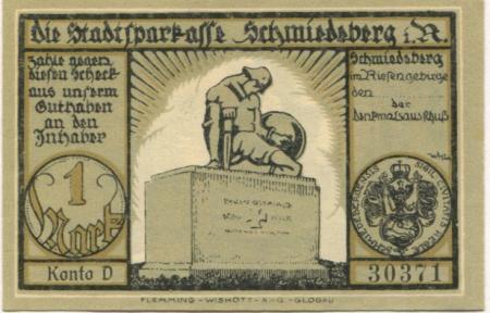 Schmiedeberg (heute: PL-Kowary) - Denkmalsausschuss - -- - 1 Mark 