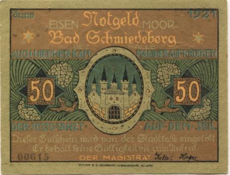 Schmiedeberg (Bad) - Stadt - 1921 - 50 Pfennig 
