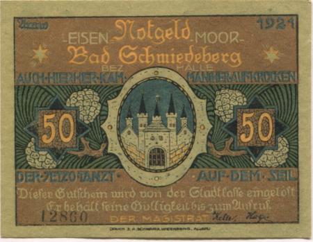 Schmiedeberg (Bad) - Stadt - 1921 - 50 Pfennig 